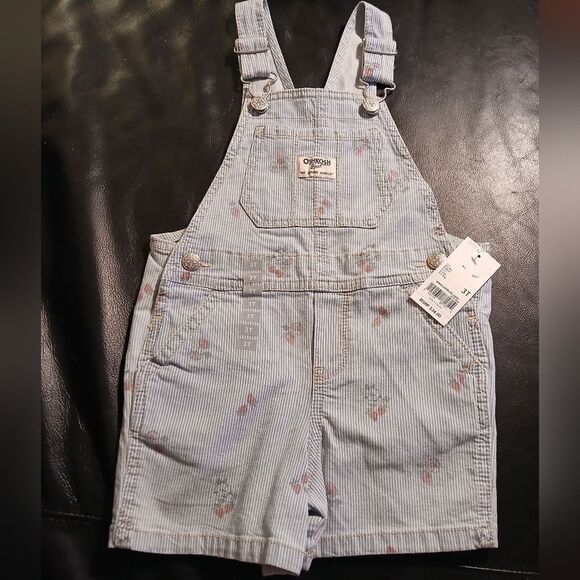 Nwt OshKosh B'gosh Blue Striped Kids Overalls Sz.3 T - Picture 1 of 4